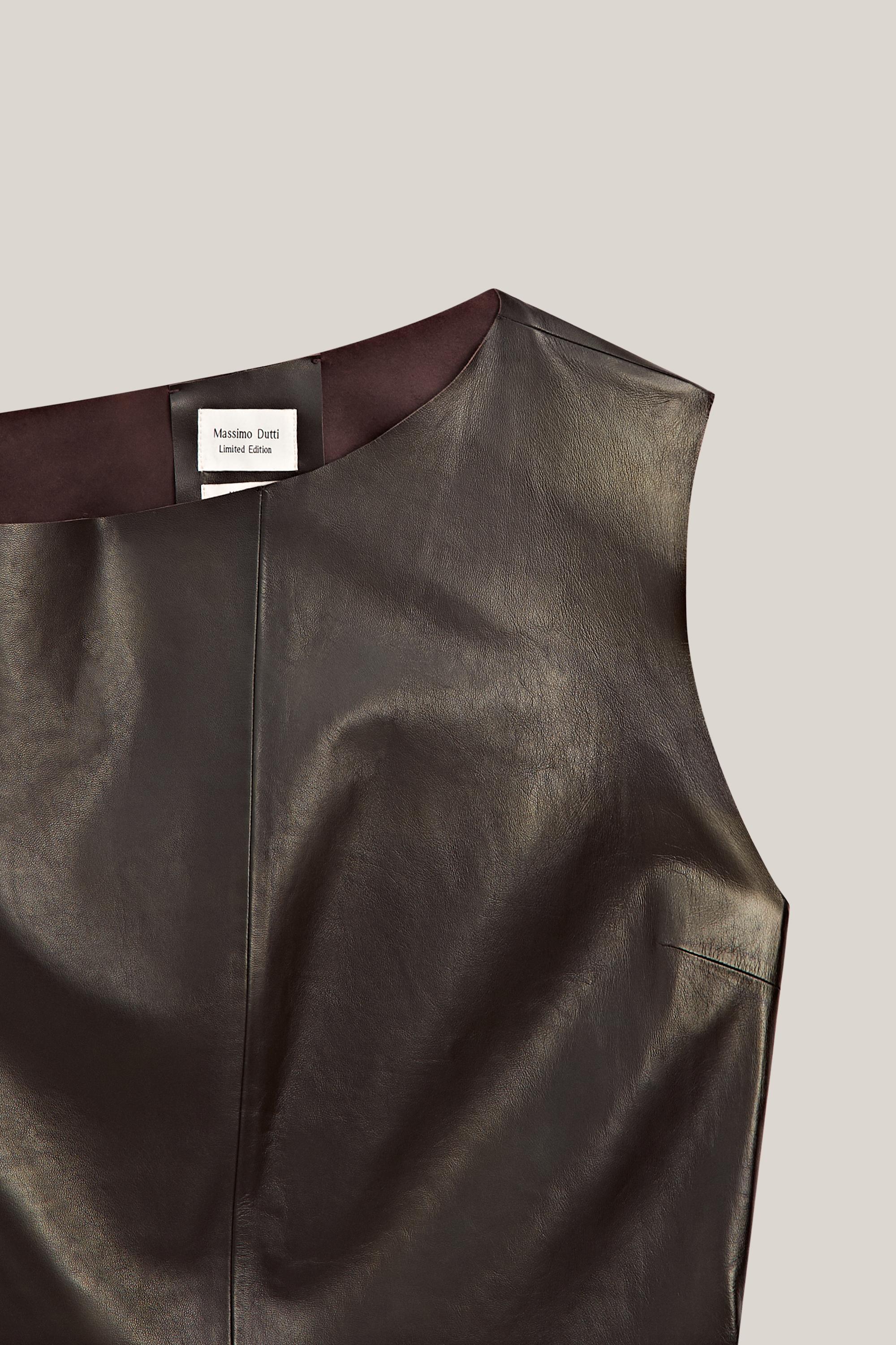 Nappa leather top with asymmetric neckline - LIMITED EDITION
